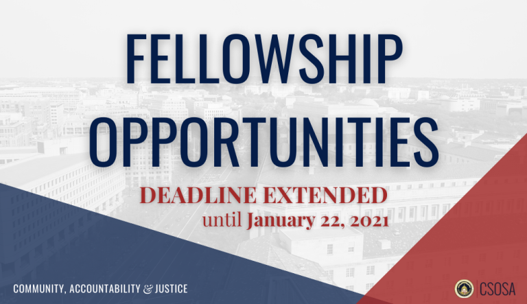 Fellowship Opportunities at CSOSA - Deadline Extended until January 22, 2021