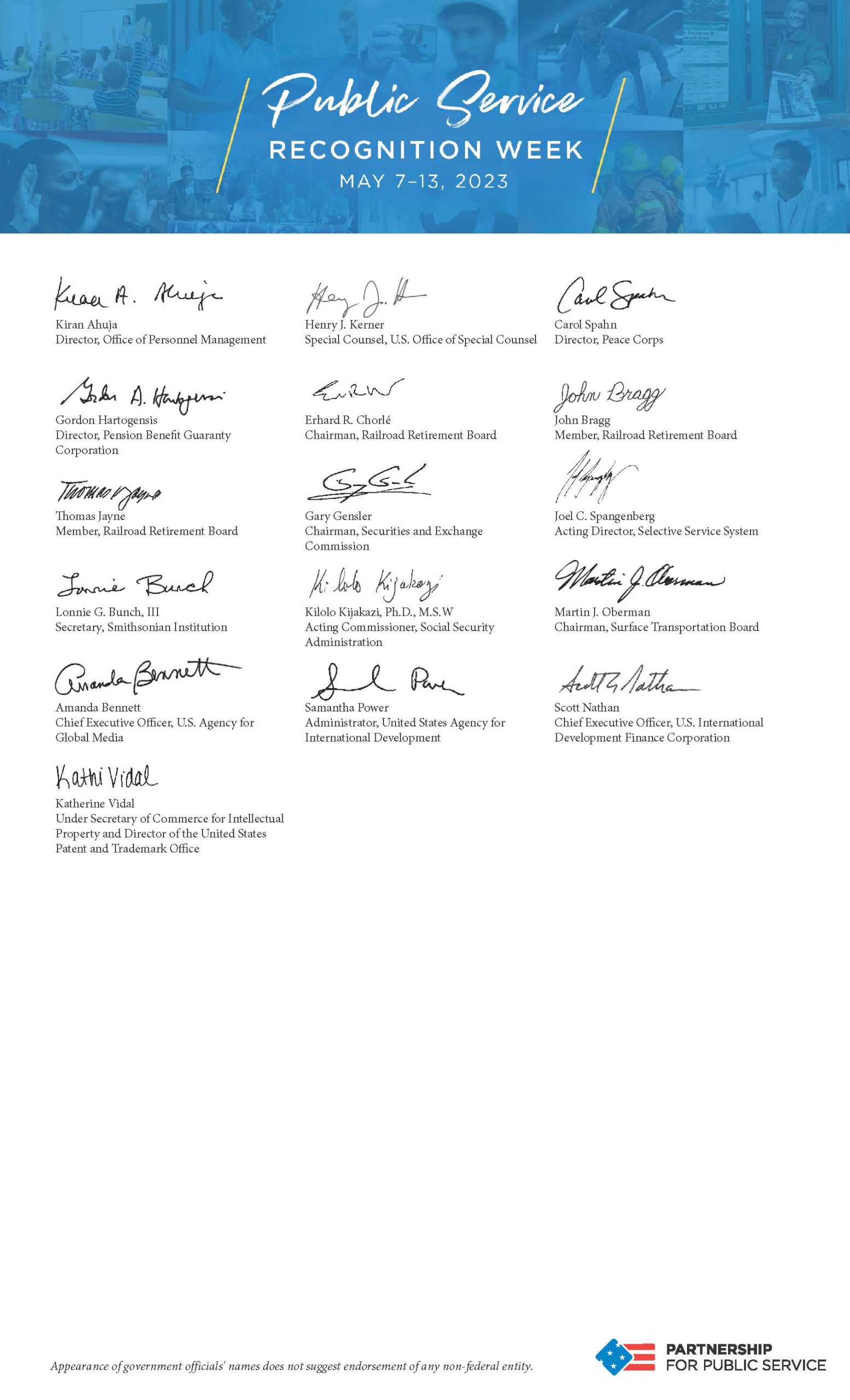 image of letter from Public Service Recognition Week co-chairs page 3