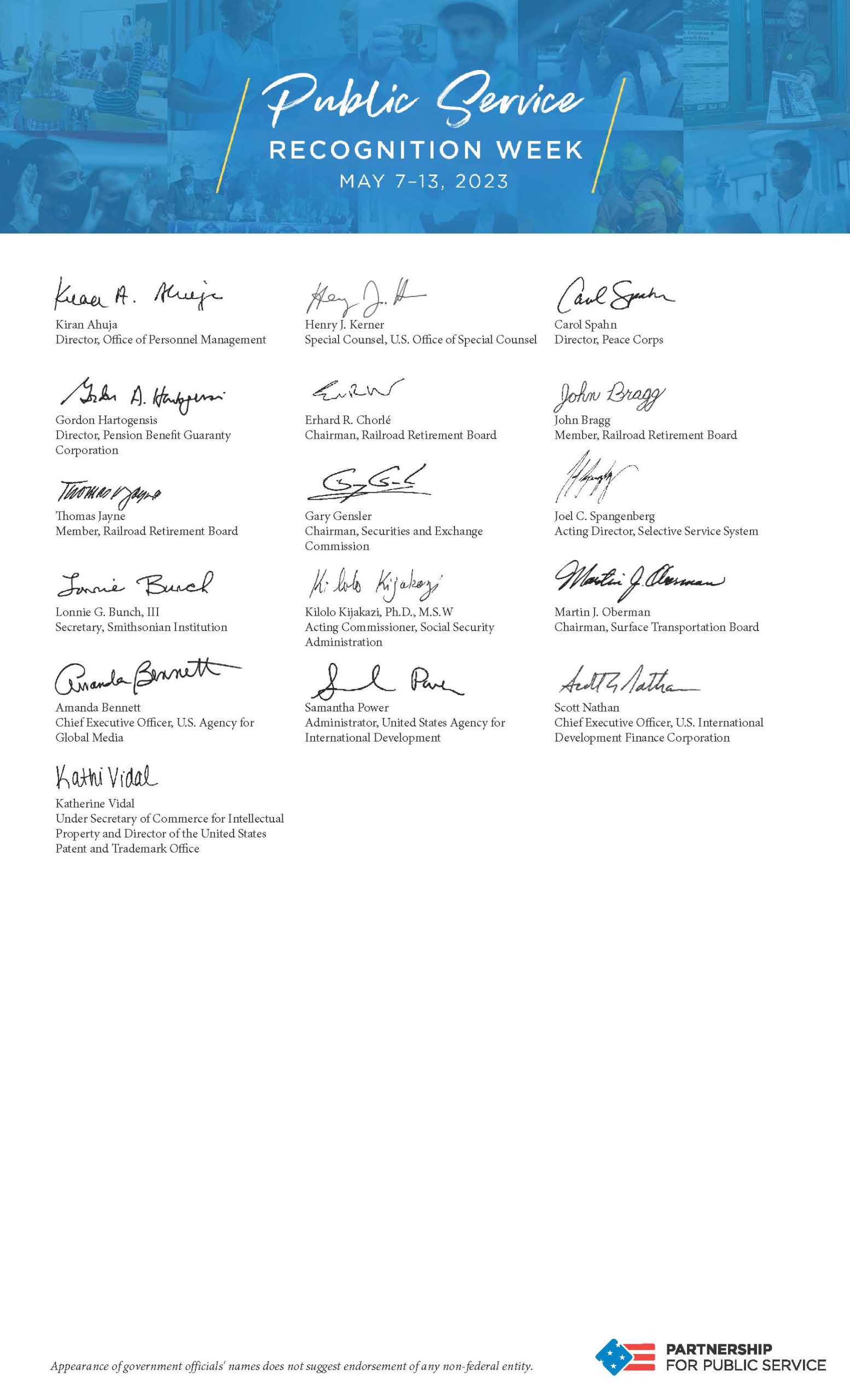 image of letter from Public Service Recognition Week co-chairs page 3