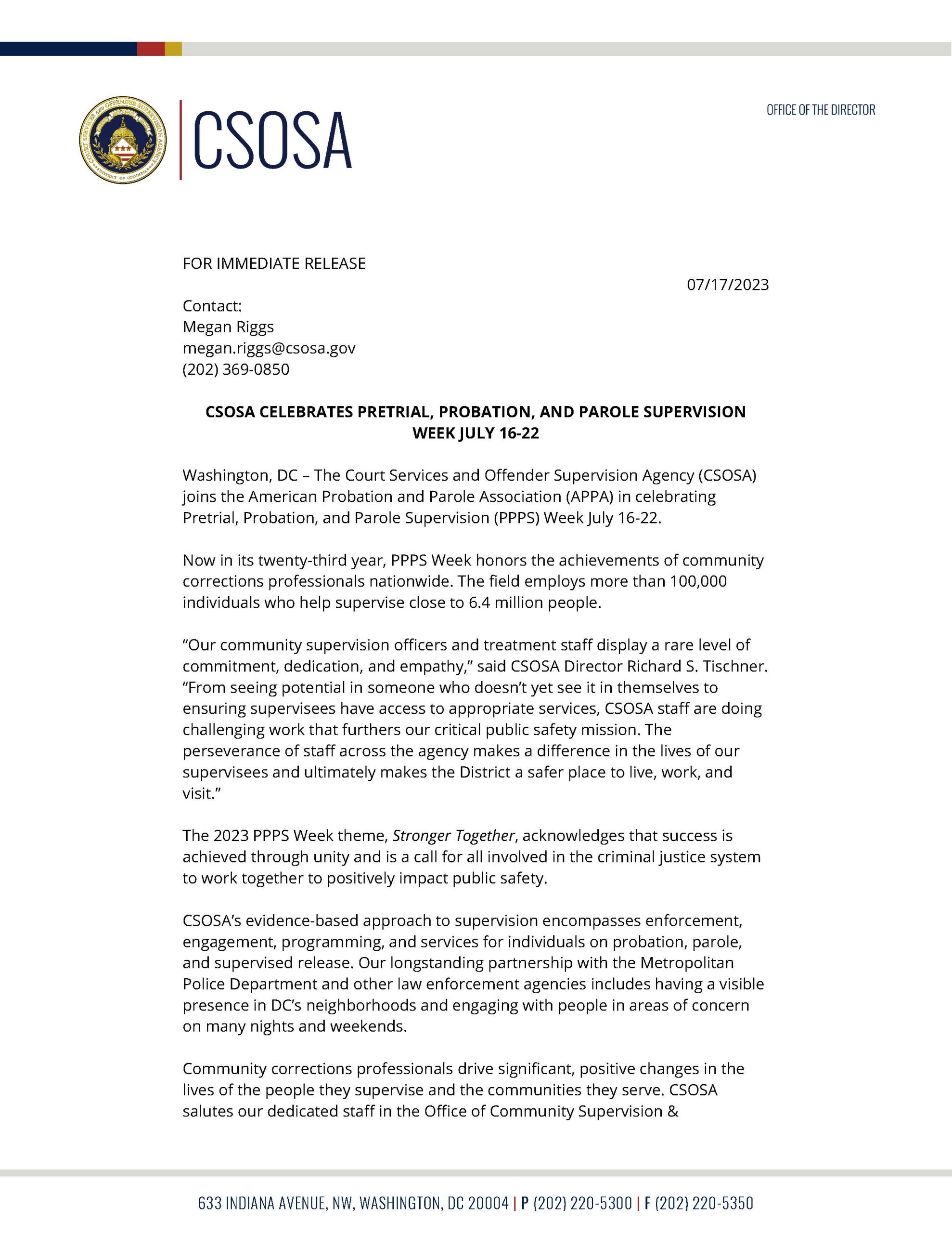 CSOSA Celebrates Pretrial, Probation, and Parole Week -- page 1